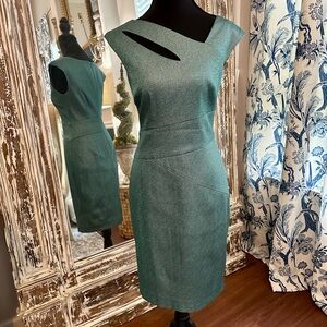 Kay Unger Blue Asymmetrical One-Shoulder Sheath Dress